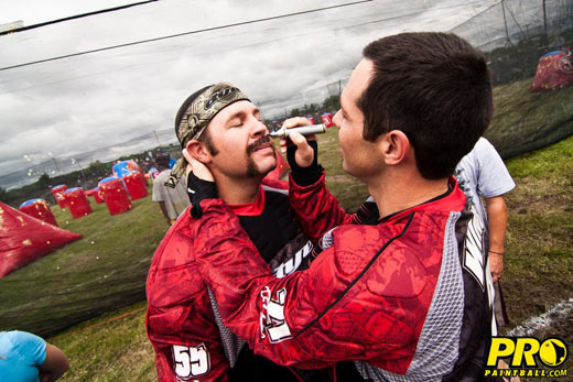 Mike Paxson and Billy Wing of pro paintball team Ironmen