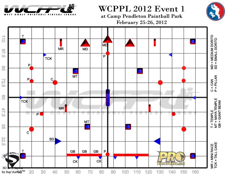 West Coast Paintball Players League Field Layout 1, Grid View