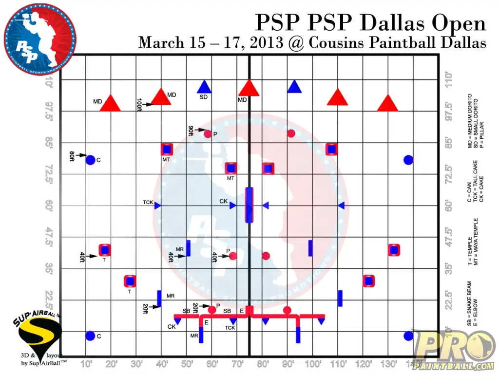 PSP Dallas Paintball Field Layout Grid